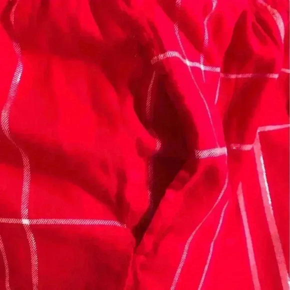 Joyspun Womens 3X 22/24 Red White P.aid Flannel Pajama Set Silver Strands Pocket - Picture 5 of 6